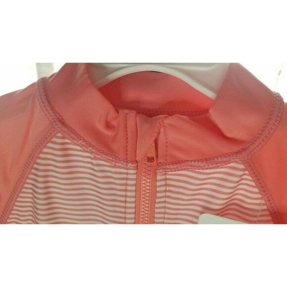 18-24M One Piece Pink White Striped Bodysuit UPF 50+ Sun Protection - Picture 5 of 9